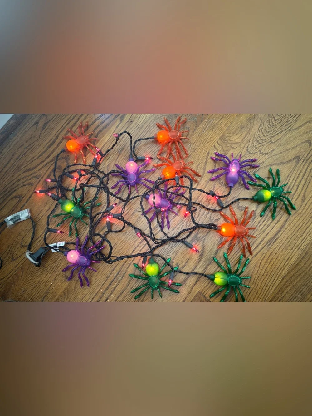 Halloween Tarantula Spider String Lights - Purple, Orange, Green Unused No Box